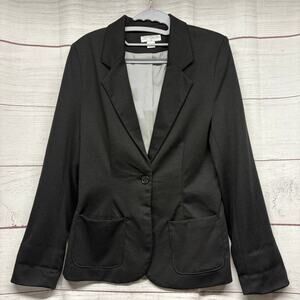 Cotton On Black Knit Blazer One Button Jacket Pinstripe Lining Medium